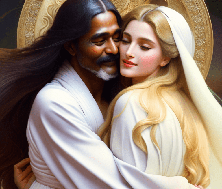 Indian hugging white woman Facebook discussions about Maharishi’s sex life